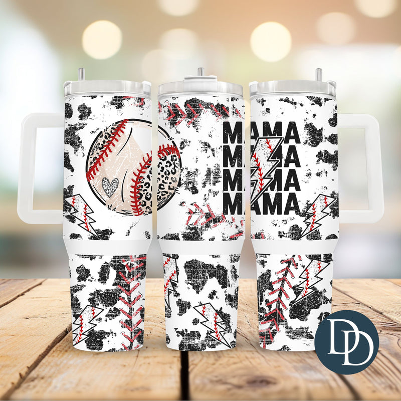 Mama Baseball Lighting Leopard *UV DTF 40oz Tumbler Wrap*