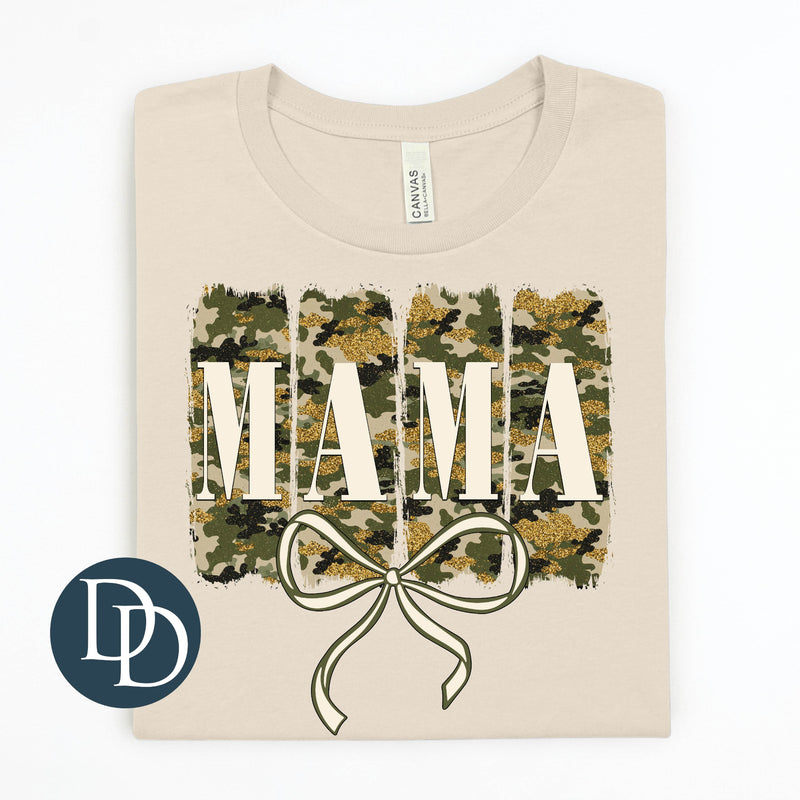 Mama Camo Gold Brush Strokes Bow *DTF Transfer*