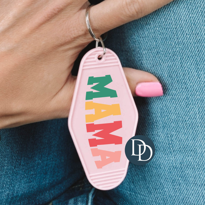 Mama Curved Multi Color Blocked *Motel Keychain UV DTF Decal*
