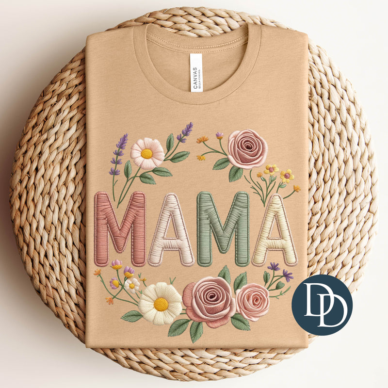 Mama Faux Embroidery Boho Florals *DTF Transfer*