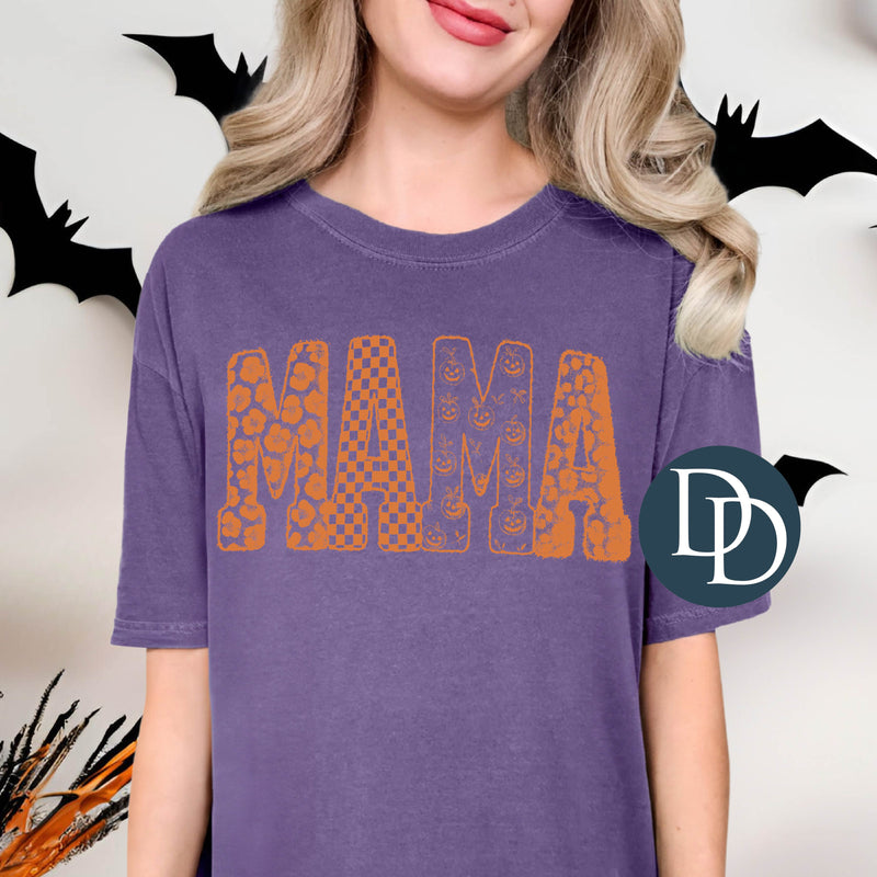 Mama Halloween Letters (Bright Orange Ink) *Screen Print Transfer*