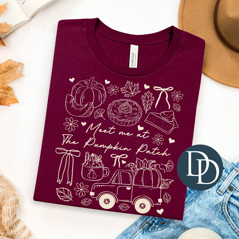 Meet Me At The Pumpkin Patch Doodles (Beige Ink) *Screen Print Transfer*
