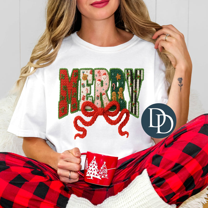 Merry Bow Faux Yarn *DTF Transfer*