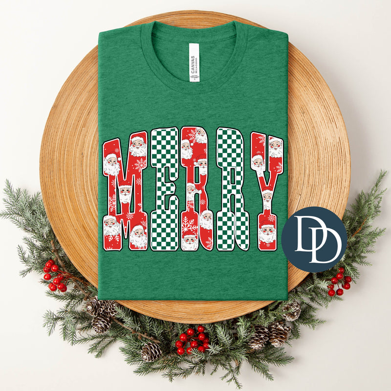 Merry Checkered Santa Letters *DTF Transfer*