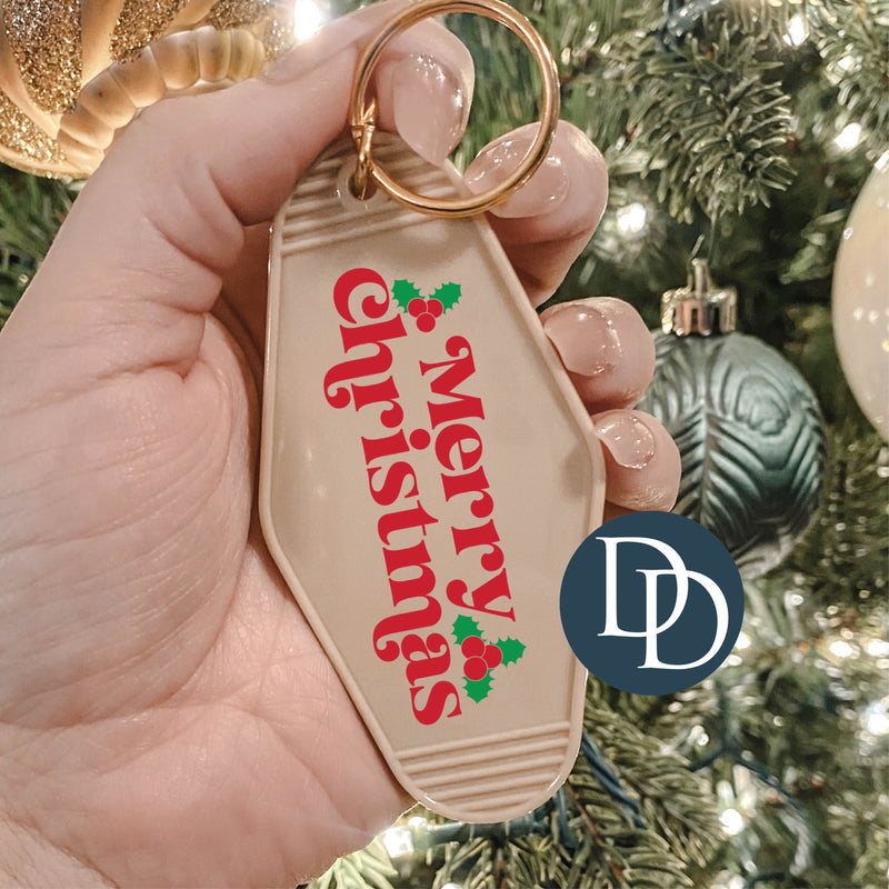 Merry Christmas Holly Berries *Motel Keychain UV DTF Decal*