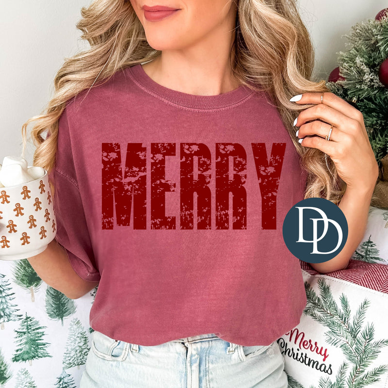 Merry Distressed Block *DTF Transfer*