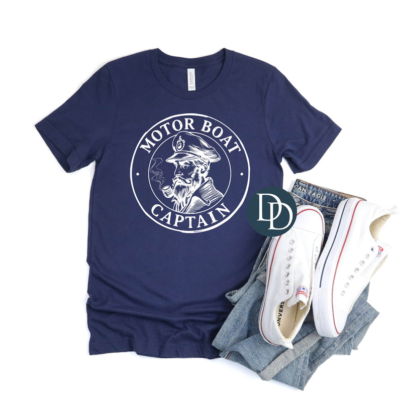 Motorboat Captain (White Ink) *Screen Print Transfer*