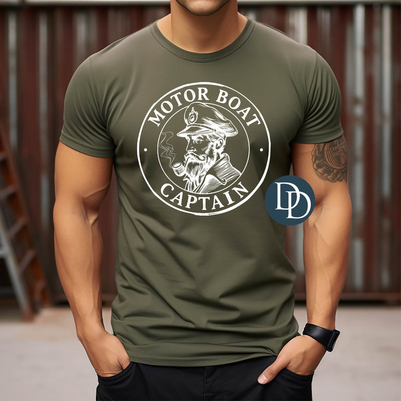 Motorboat Captain (White Ink) *Screen Print Transfer*