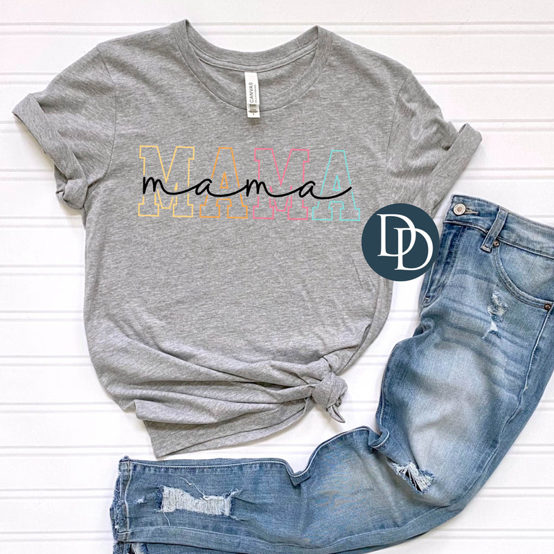 Multi Colored Mama Black Script *DTF Transfer*