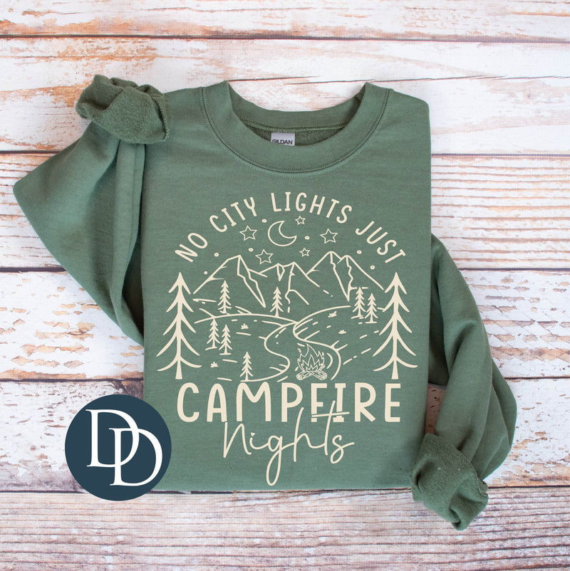 No City Lights Just Campfire Nights (Beige Ink) *Screen Print Transfer*