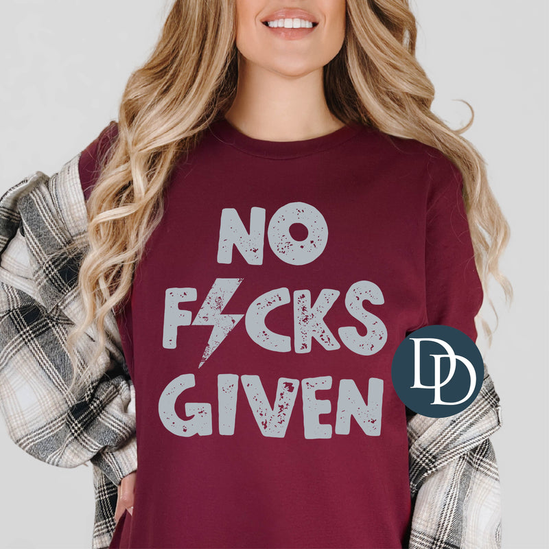 No Fcks Given Grunge (Gray Ink) *Screen Print Transfer*