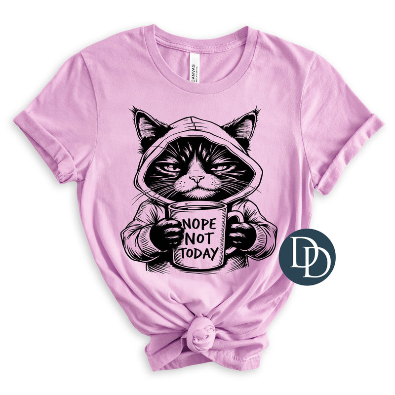 Nope Not Today Tired Cat Model (Black Ink) *Screen Print Transfer*