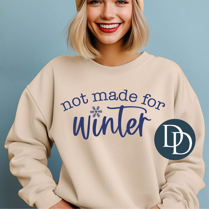 Not Made For Winter Snowflake (Navy Ink) *Screen Print Transfer*
