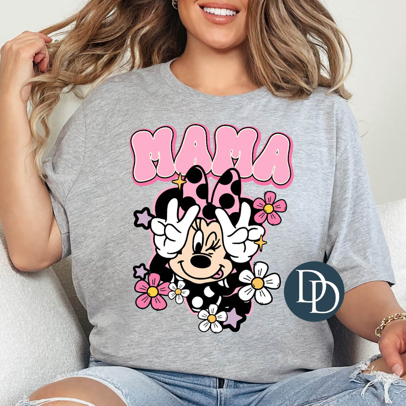 OVERSIZED MAMA Floral Mini Mouse *DTF Transfer*