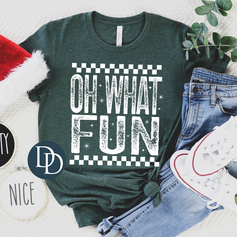 Oh What Fun Distressed Checkered *DTF Transfer*