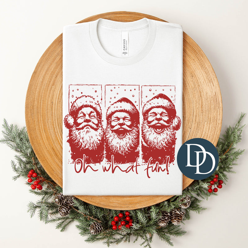 Oh What Fun Santa Faces (Red Ink) *Screen Print Transfer*