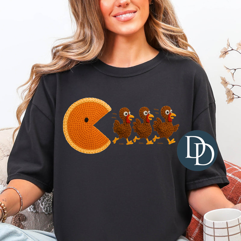 Pac Pumpkin Pie And Turkeys Faux Yarn *DTF Transfer*