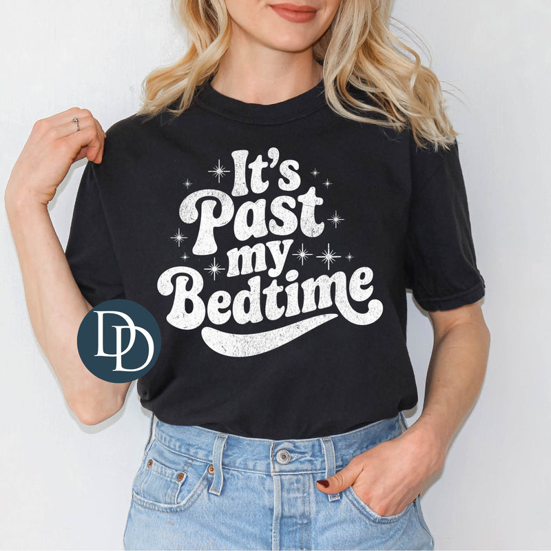 Past My Bedtime Grunge with Hat Print (White Ink) *Screen Print Transfer*