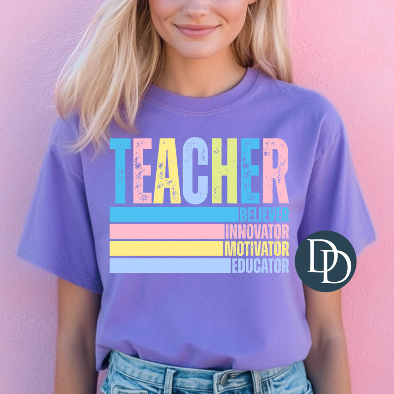 Pastel Teacher Words Stack *DTF Transfer*