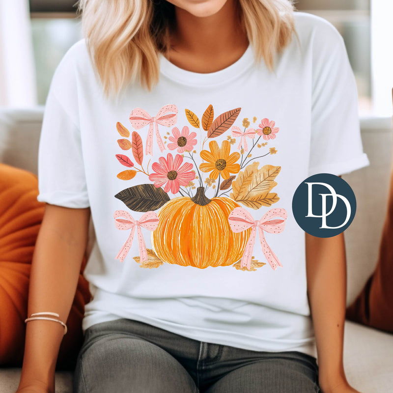 Pink Boho Handdrawn Pumpkin Florals *DTF Transfer*