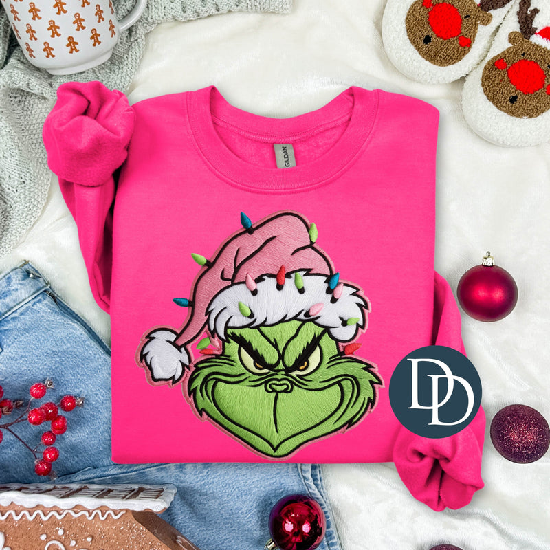 Pink Hat Grnch Faux Embroidery *DTF Transfer*