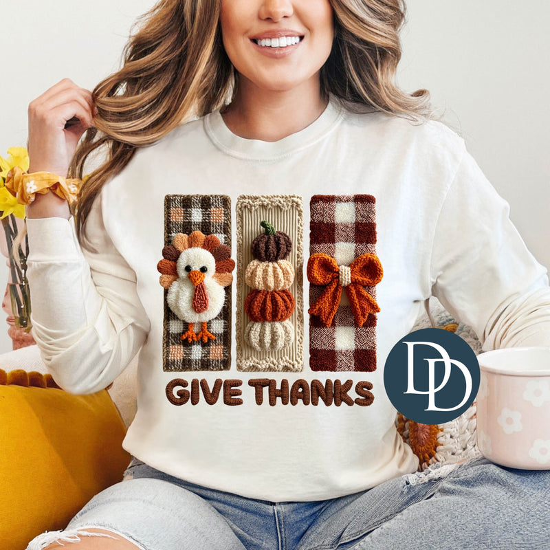 Plaid Give Thanks Faux Yarn *DTF Transfer*