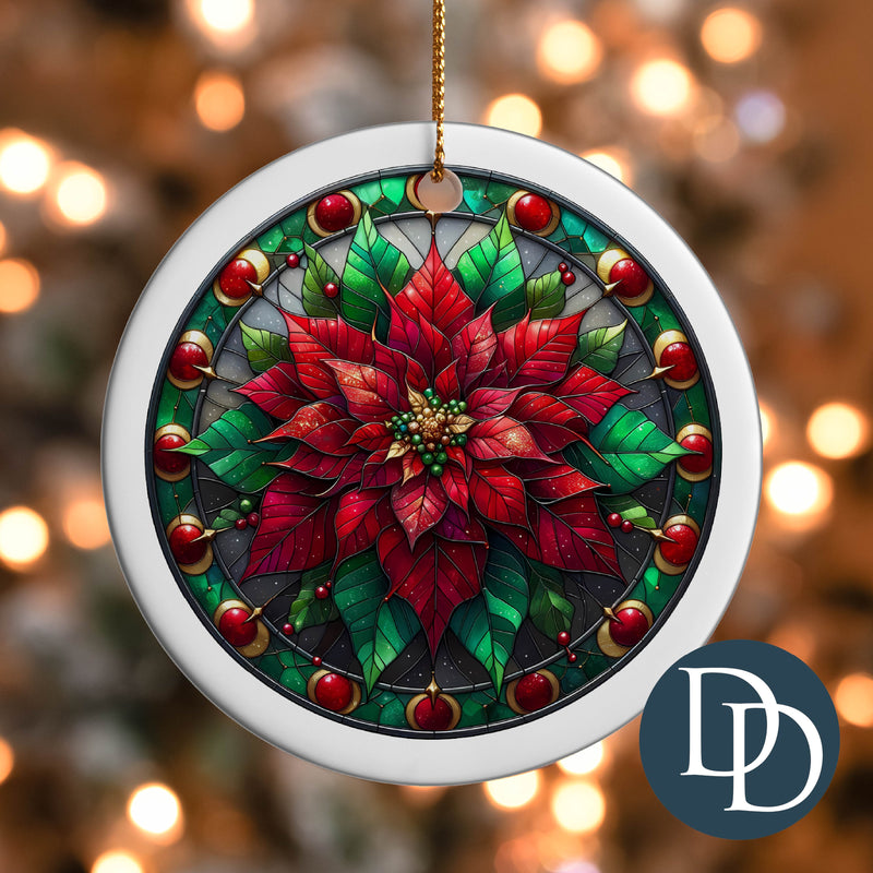Poinsettia Stained Glass *UV DTF Ornament Decal*