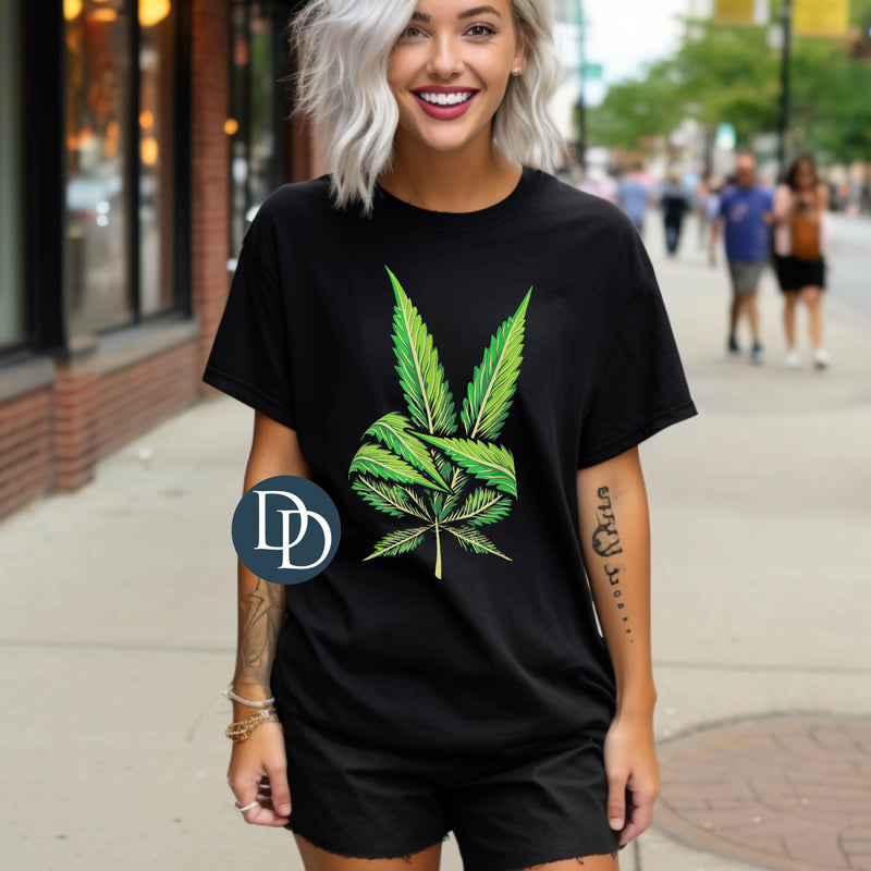 OVERSIZED Pot Leaf Peace Fingers *DTF Transfer*