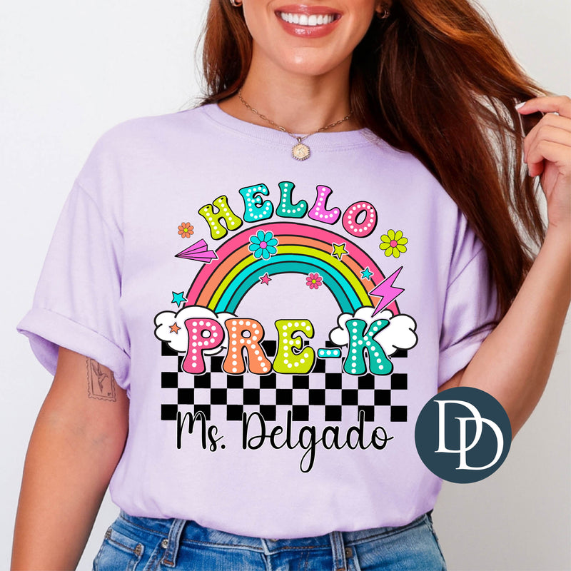 Bright Checkered Teacher Name *DTF Transfer*