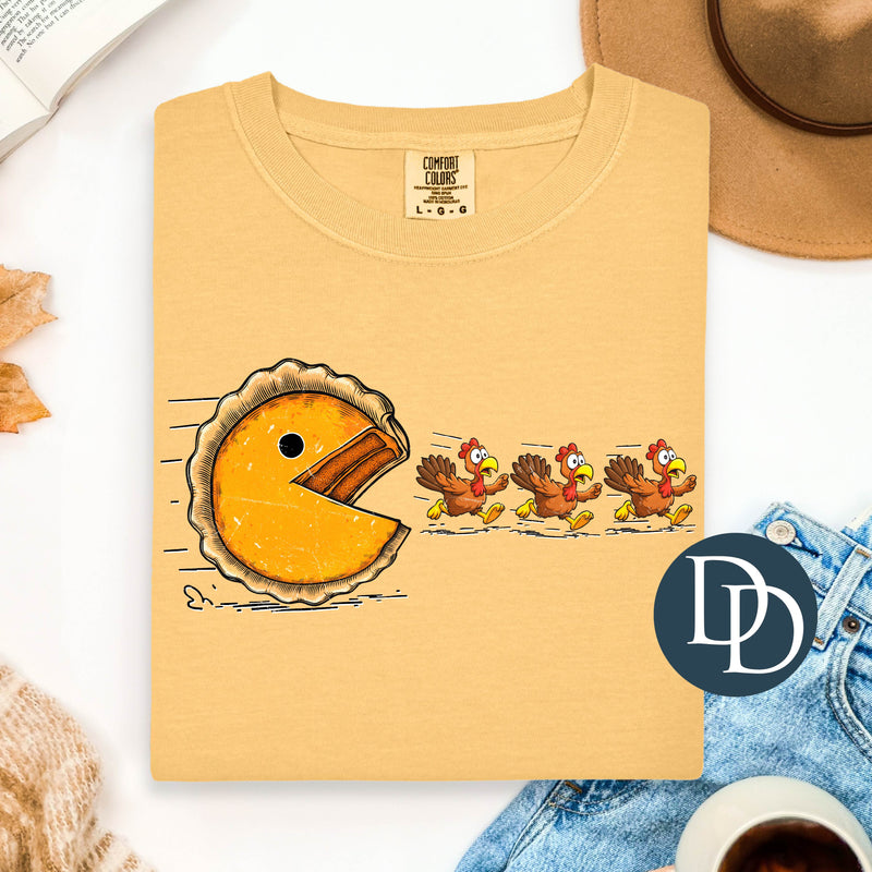 Pumpkin Pie And Running Turkeys *DTF Transfer*