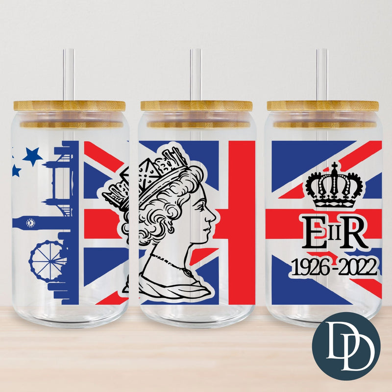 Queen Elizabeth British Flag *UV DTF Cup Wrap*