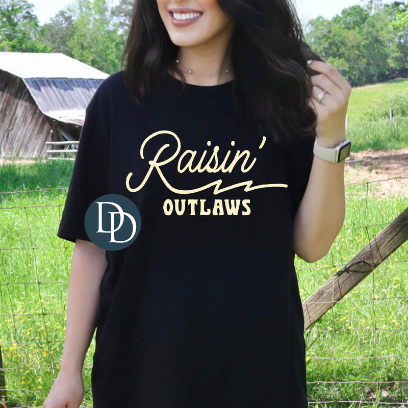 Raisin' Outlaws (Cream Ink) *Screen Print Transfer*