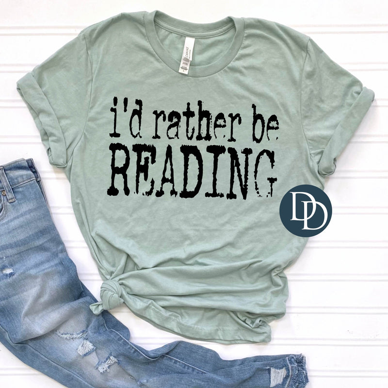 Rather Be Reading with Hat Transfer (Black Ink) *Screen Print Transfer*
