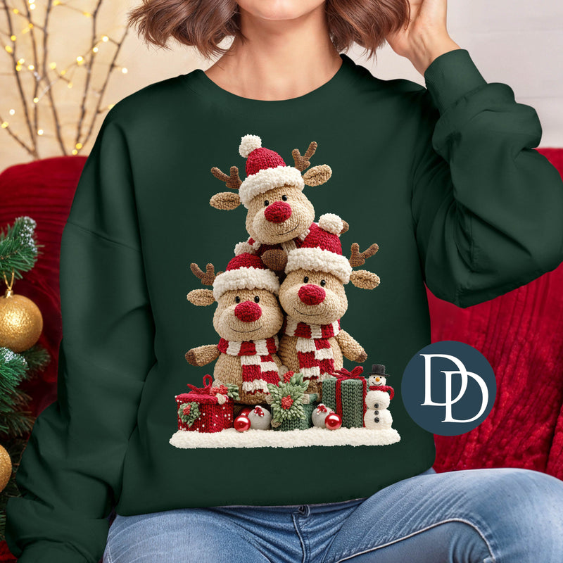 OVERSIZED Reindeer Friend Stack Faux Yarn *DTF Transfer*