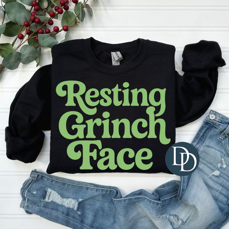 Resting Grnch Face (Bright Green Ink) *Screen Print Transfer*