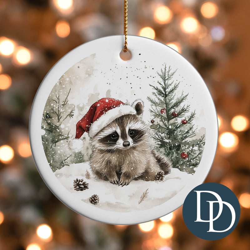 Santa Hat Racoon *UV DTF Ornament Decal*