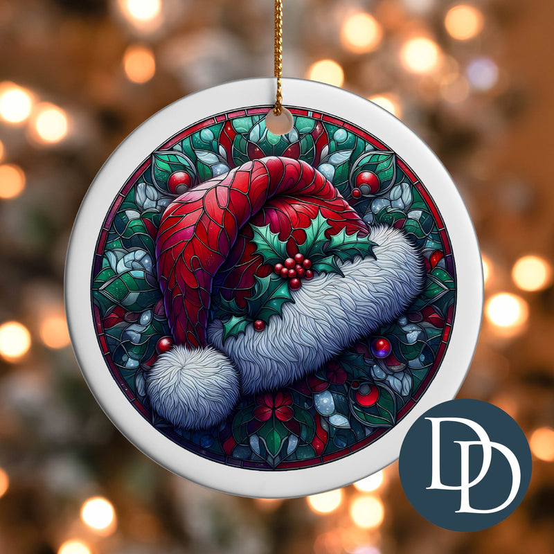 Santa Hat Stained Glass *UV DTF Ornament Decal*