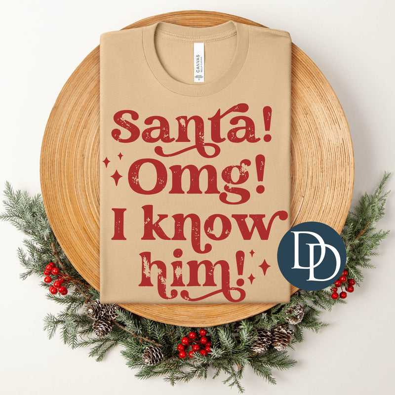 Santa OMG I Know Him Grunge (Red Ink) *Screen Print Transfer*