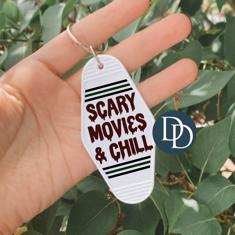 Scary Movies And Chill *Motel Keychain UV DTF Decal*