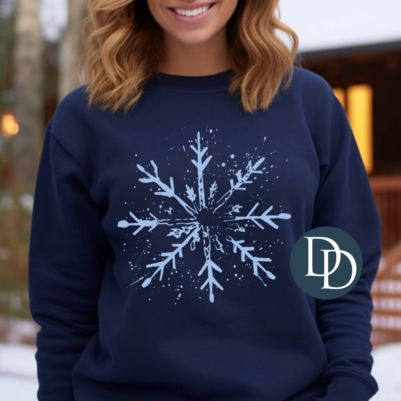 Snowflake Splatter (Light Blue Ink) *Screen Print Transfer*