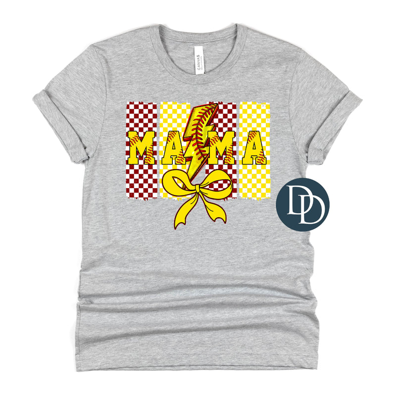 Softball Mama Checkered Brush Strokes *DTF Transfer*