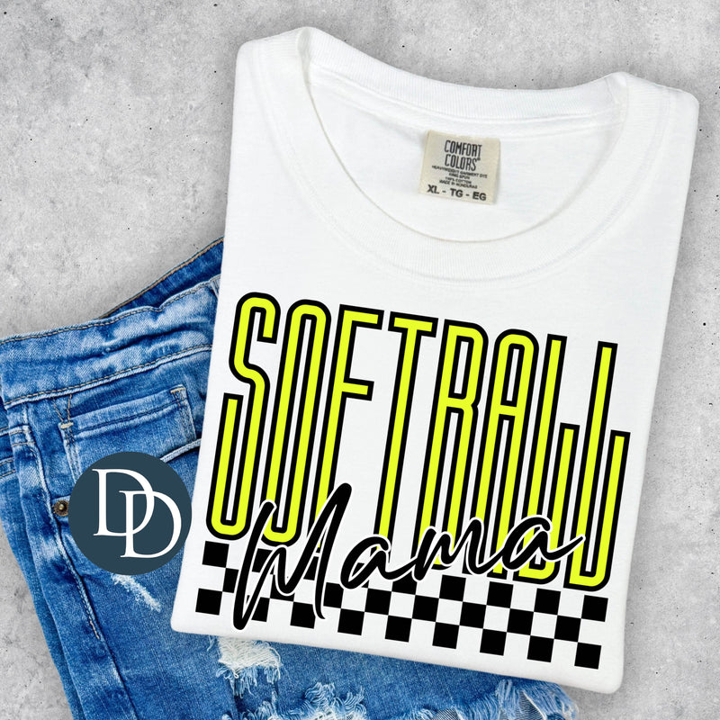Softball Mama Neon Checkered *DTF Transfer*