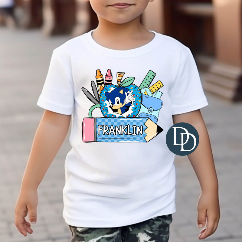 Fast Blue Guy Back To School Name *DTF Transfer*