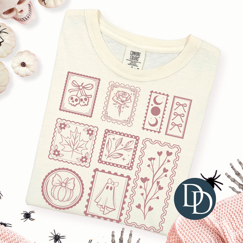 Spooky Fall Stamps (Dusty Rose Ink) *Screen Print Transfer*