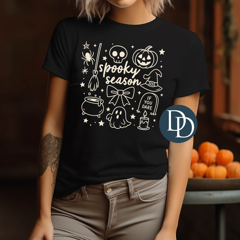 Spooky Season Doodles (Beige Ink) *Screen Print Transfer*