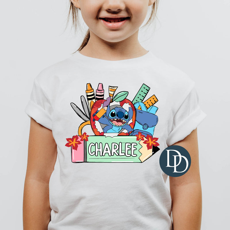 Blue Alien Back To School Name *DTF Transfer*