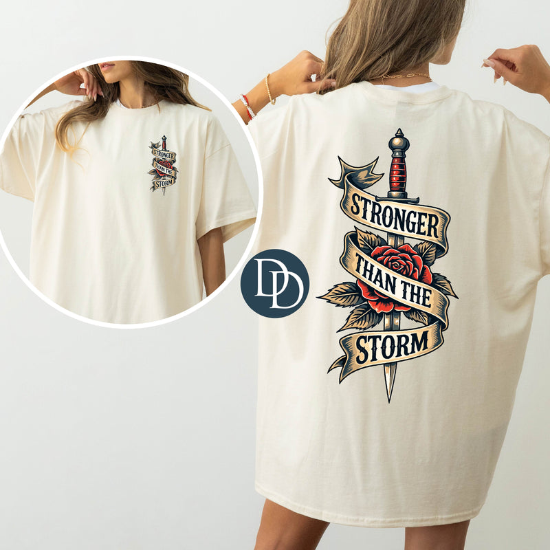 OVERSIZED Stronger than the Storm Dagger with Pocket *DTF Transfer*