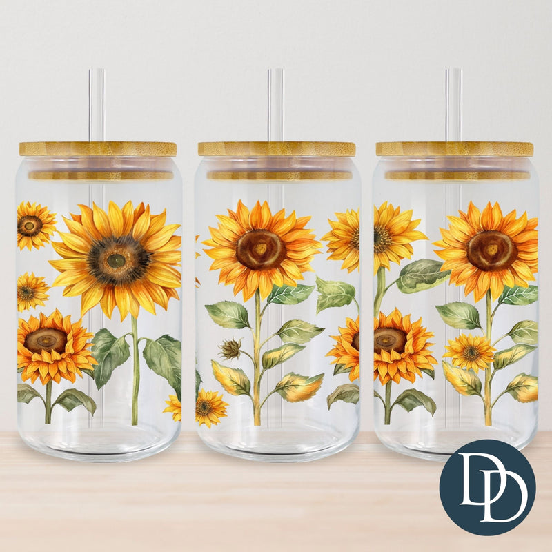 Summer Sunflower Watercolor Painted *UV DTF Cup Wrap*