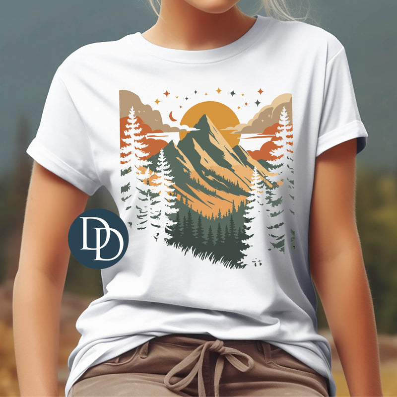 Sunset Mountain Tree Knockout *DTF Transfer*