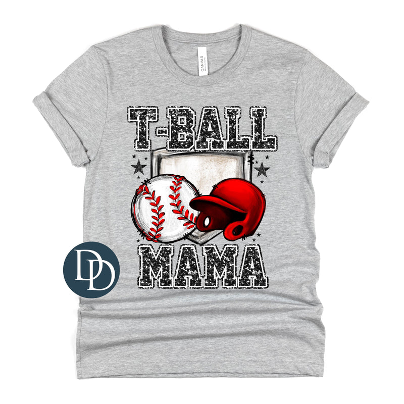 TBall Mama Faux Glitter Red Helmet *DTF Transfer*